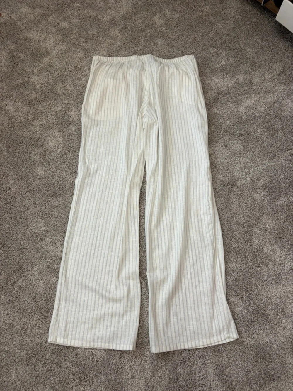 Cream Stripe Linen Pants NWOT